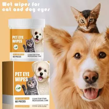 Очищающие салфетки для пальцев для домашних животных Очищающие салфетки для кошек и собак Очищающие салфетки для глаз Очищающие салфетки для дезинфекции Нежные 30 мл 60 шт./коробка белый