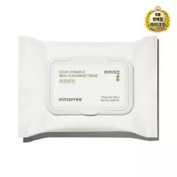 Очищающие салфетки Innisfree Olive Vitamin E Real 30 листов, 1 шт.