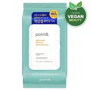 Очищающие салфетки Point Deep Clean All-in-One, 80 листов, 1 шт.