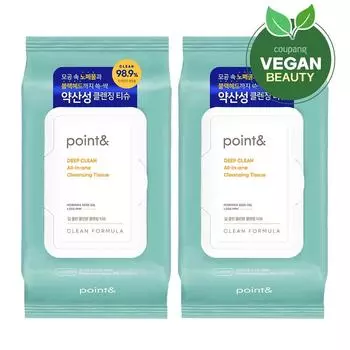 Очищающие салфетки Point Deep Clean All-in-One, 80 листов, 2 шт.