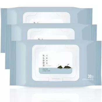 Очищающие салфетки Round Wrap 1025 Dokdo, 30 шт., 3 шт. Известная корейская косметика
