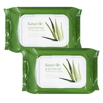 Очищающие салфетки с маслом алоэ Enprani Nature Bee Aloe Oil 60 листов 1+1, 2 шт.