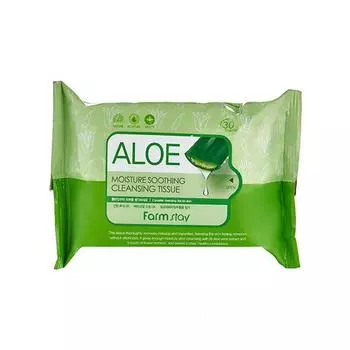 Очищающие увлажняющие салфетки с экстрактом алоэ FarmStay Aloe Moisture Soothing Cleansing Tissue 30шт