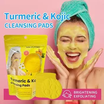 Очищающий диск с куркумой и койевой кислотой Уход за лицом Глубокое очищение Отшелушивание Увлажнение Осветление 40 tablets