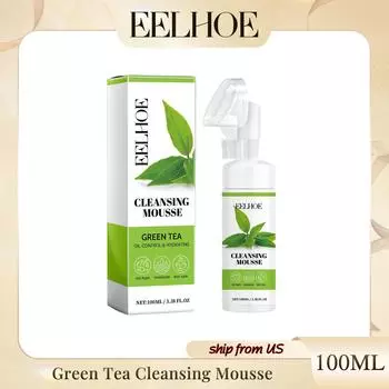 Очищающий мусс с зеленым чаем Глубоко очищает лицо, удаляя грязь, сужая поры, освежающее, не вызывающее раздражения очищающее средство для контроля жирности кожи 100ml Boxed