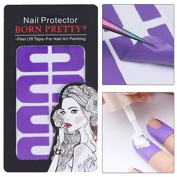 Отклеивающаяся лента Защита для ногтей от проливания Креативная U-образная накладка на палец Наклейка Лак для ногтей белый