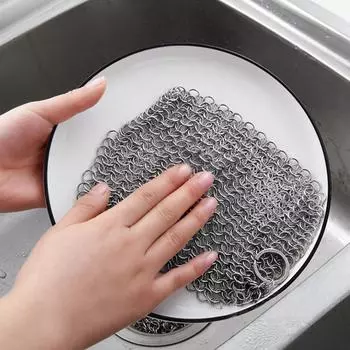 Очиститель чугуна Кухонная кастрюля от ржавчины Скребок для чистки сковородок Стальной скребок для удаления ржавчины Комплект щеток Щетка для чистки металла серебряный