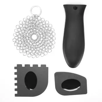 Очиститель для чугуна из нержавеющей стали, зубчатый скребок, крышка ручки кастрюли, набор для чистки кухни