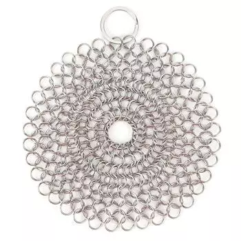 Очиститель для чугуна с подвесным кольцом. Чугунный скребок для очистки кастрюль из нержавеющей стали. Скруббер для сковороды-гриль-голландской духовки. 4 Inch