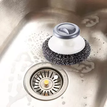 Очиститель для чугуна Щетка для посуды Скребок для кухонной утвари Сковороды Инструмент для чистки кухонной посуды Печи с быстрой сушкой серый