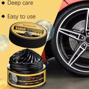 Очиститель для шин и колес 50 г, водостойкий воск для полировки колес, блеск для дисков, эффективная твердая паста для покрытия шин для автомобилей, грузовиков, внедорожников, двигателей 50 ML