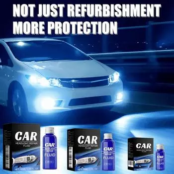 Очиститель фар Набор для очистки фар Жидкий очиститель Автомобильный полироль Принадлежности для чистки фар Набор растворов с губкой, 10/30/50 мл 30ml