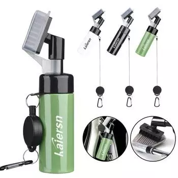 Очиститель кистей для гольф-клюшки с фиксатором Герметичная резервуарная трубка Бутылка для сжатия Давление Тип щетки для гольф-клюшки Щетка для чистки канавок в головке гольф-клюшки Аксессуары для гольфа чёрный