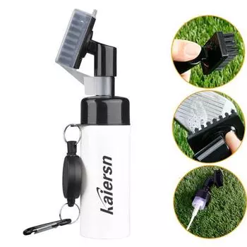 Очиститель кистей для гольф-клюшки с фиксатором Герметичная резервуарная трубка Бутылка для сжатия Давление Тип щетки для гольф-клюшки Щетка для чистки канавок в головке гольф-клюшки Аксессуары для гольфа белый