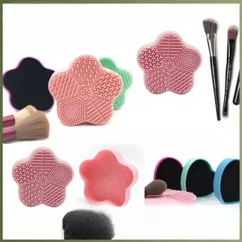 Очиститель кистей для макияжа в виде ракушек, коробка для мытья кистей, коврик для чистки, очиститель косметических кистей, универсальные подушечки-скребки, инструменты для красоты