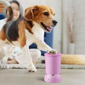Очиститель лап для собак USB-моющее устройство для лап, автоматическое устройство для чистки грязных лап домашних животных, чашка для маленьких, средних, больших кошек/собак розовый