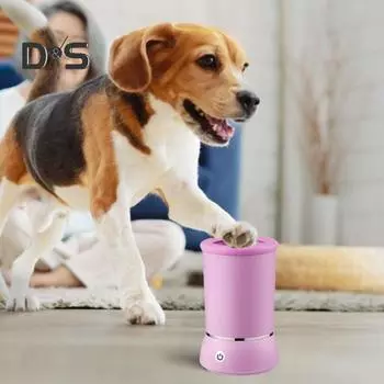 Очиститель лап для собак USB-моющее устройство для лап, автоматическое устройство для чистки грязных лап домашних животных, чашка для маленьких, средних, больших кошек/собак розовый