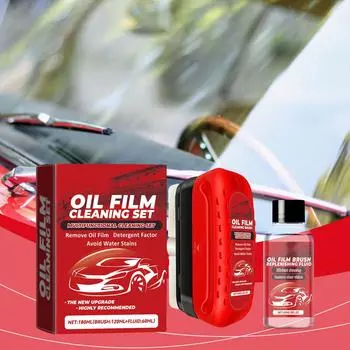 Очиститель масляной пленки на автомобильном стекле - очиститель масляной пленки на лобовом стекле автомобиля, щетка для очистки масляной пленки на автомобиле, средство для удаления масляной пленки на стекле 120 мл + сменный блок 60 мл