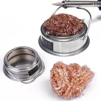 Очиститель паяльного жала для стальной проволоки, очистка сетки паяльника с подставкой, новинка