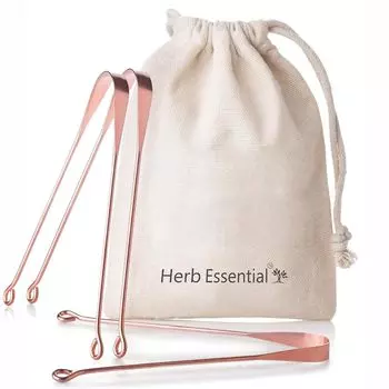 Очиститель языка Herb Essential Copper, упаковка из 3 шт. | Улучшение гигиены полости рта | Свежее дыхание и удаление бактерий | Удобная и гибкая ручка Pack of 3