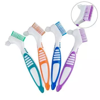 Очиститель резиновая ручка зубная щетка для вставных зубов инструмент для ухода за полостью рта зубные щетки зубные протезы щетка для чистки зубных протезов синий