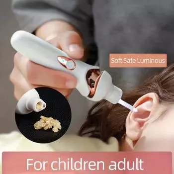 Очиститель ушей Высокоточный инструмент для удаления серы из ушей 5 шт. Силиконовая ложка для ушей Светодиодный светильник Беспроводной отоскоп Умная чистка ушей Уход за ушами белый