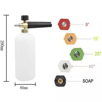 Очиститель высокого давления, 1 литр, бак для пены, быстрая очистка и насадка 5 шт. 29cm*17cm*8cm белый