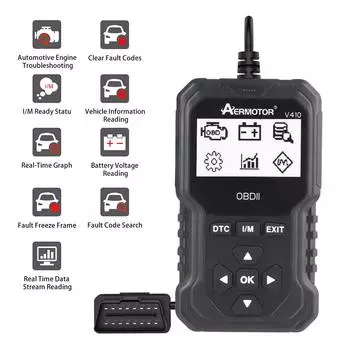 Очистка кода неисправности Диагностические инструменты для автомобиля EOBD OBD 2 сканер автомобильные аксессуары Универсальный V410 16-контактный OBD2 считыватель кодов Двигатель Аккумулятор Датчик O2 Тестер EVAP V410 чёрный