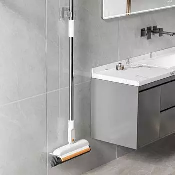 Очистка угловых щелей с длинной ручкой, треугольная щетка для пола с жесткой щетиной, щетка для ванной комнаты, щетка для чистки пола без мертвых углов, скребок 110.5*28cm белый