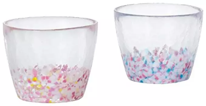Очки Aderia Tsugaru Vidro, розовые, синие, очки Sakura Sakura, набор из пары, подарочная коробка, сделано в Японии (Чашка чая)