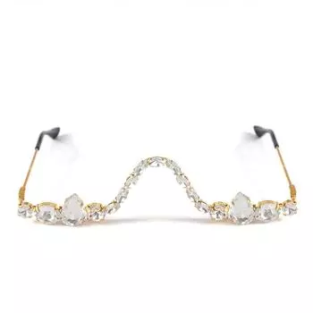 Очки без линз, полуоправа без плоского зеркала, бриллиантовая декоративная оправа для очков со стразами, женская оправа Tide