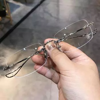 Очки без оправы из чистого титанового золота, маленькие квадратные, сверхлегкие, мужские, могут быть оснащены защитой от близорукости, анти-синий свет Flat mirror