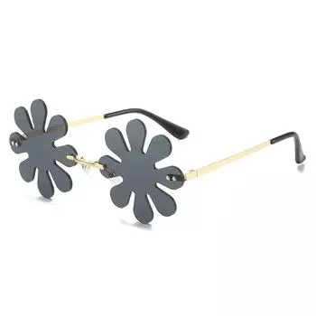 Очки без оправы, персонализированные цветочные очки, смешные уличные солнцезащитные очки в стиле хип-хоп для женщин Regular