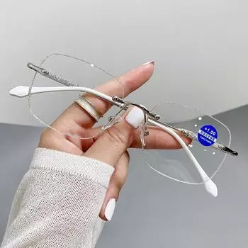 Очки без оправы со звездными дужками, готовые женские очки для чтения, блестящие очки со звездами, без макияжа 100