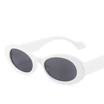 Очки Blain Bright Black женские овальные очки ретро металлические шарнирные солнцезащитные очки Solid white lens