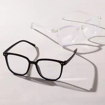 Очки, блокирующие синий свет, прозрачные линзы, очки для чтения на компьютере/игр/ТВ/телефонов для женщин унисекс, снимают усталость глаз и УФ-блики one size чёрный/белый