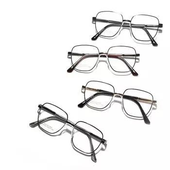 Очки Большие квадратные квадратные очки для поездок на работу Очки мужские с седловидной носовой опорой Оправа для близорукости Простые плоские очки женские серебряный