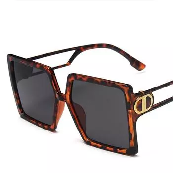 Очки Большие солнцезащитные очки Солнцезащитные очки Большая оправа Классические женские квадратные полые дужки Ретро Популярные Новые Модные UV400 Роскошные Буква D