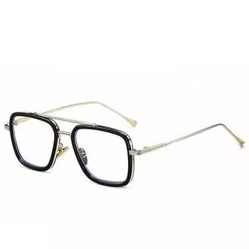 Очки Dervin Unisex Adult Light Blocking Cut Zero Power Anti-Glare Retro Square Eyeglasses, оправа Tony Stark для защиты глаз