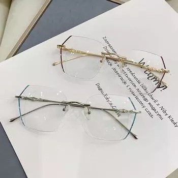 Очки для близорукости, модные безрамочные женские очки в оправе, легкие декоративные очки для уличных фото, culos 0 Anti blue light