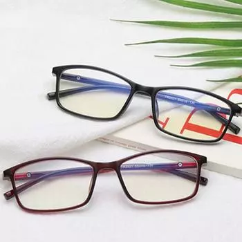 Очки для близорукости, мужские и женские очки для чтения с защитой от синих лучей, квадратные студенческие очки для близорукости -0 чёрный