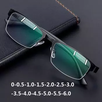 Очки для близорукости с прямоугольной отделкой для мужчин, полукадровые очки против усталости с синим светом, компьютерные деловые очки по рецепту Anti blue light-0 чёрный