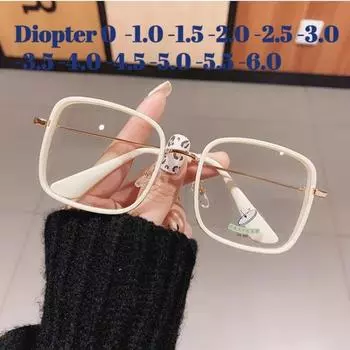 Очки для близорукости с защитой от синего света, квадратные очки для близорукости, винтажные прозрачные линзы, очки для близорукости, женские очки с диоптриями от 0 до -6,0 0