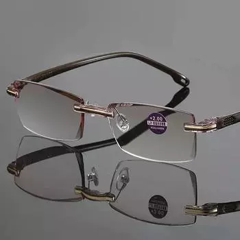 Очки для чтения, анти-синие лучи, очки для пресбиопии, женские винтажные очки без оправы, диоптрии 1