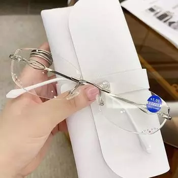 Очки для чтения без оправы с бриллиантовой огранкой, женские блестящие очки с синим светом, женские очки для близорукости, диоптрии от +1,0 до +4,0 1