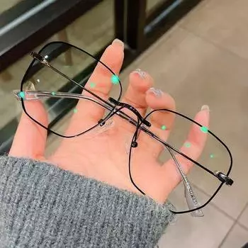Очки для чтения без оправы с высокой четкостью, анти-синий, черные, для мужчин и женщин, очки для чтения, металлические, без оправы anti-blue light + 100 degrees