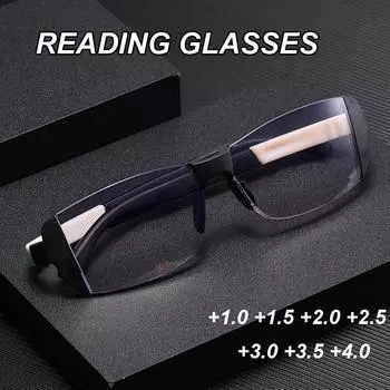 Очки для чтения без оправы с защитой от синего света для женщин и мужчин, очки с режущей кромкой и пресбиопией, диоптрии от +1,0 до +4,0 +100 красный