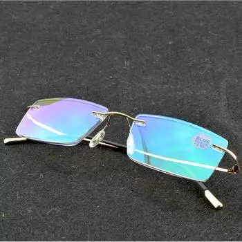 Очки для чтения Clara Vida Shallow Gold Titanium Alloy Rimless с многослойным антибликовым покрытием +1 +1.5 +2 +2.5 +3 +3.5 +4 +0.75 серебряный