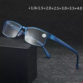 Очки для чтения для мужчин и женщин из титанового сплава, дальнозоркость, пресбиопия, деловые очки в оправе, очки по рецепту +1.0 чёрный