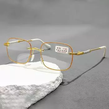 Очки для чтения для мужчин и женщин, классические очки с защитой от синего света, новые модные ретро-очки с металлической оправой и бриллиантовой окантовкой, сверкающие +1 золотой